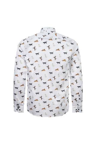 White Shirt with Dog Print