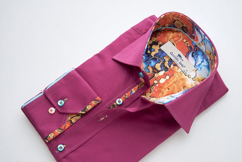 Magenta Shirt with Abstract Contrast