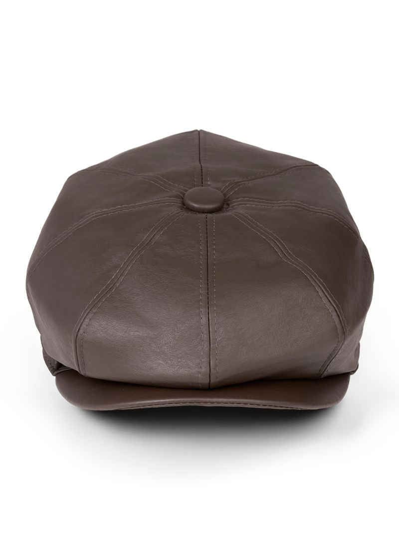 Paolo Brown Leather Flat Cap