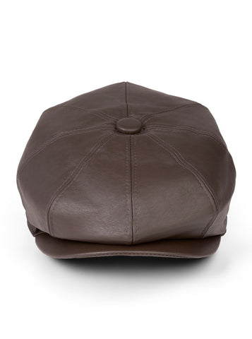 Paolo Brown Leather Flat Cap