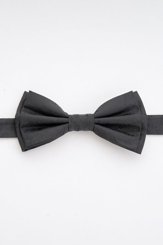 Classic Black Bow Tie Set with Pocket Square & Cufflinks
