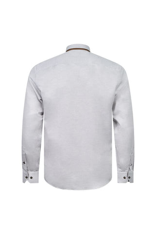 White Shirt with Brown Contrast Collar & Trim