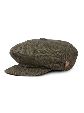 Paolo Olive Herringbone Flat Cap