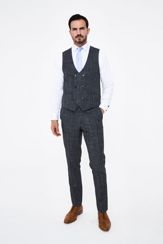 House of Cavani Power Grey Tweed Slim Fit Suit