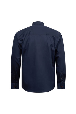 Navy Shirt with Painterly Contrast