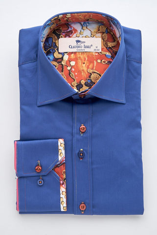 Royal Blue Shirt with Abstract Contrast