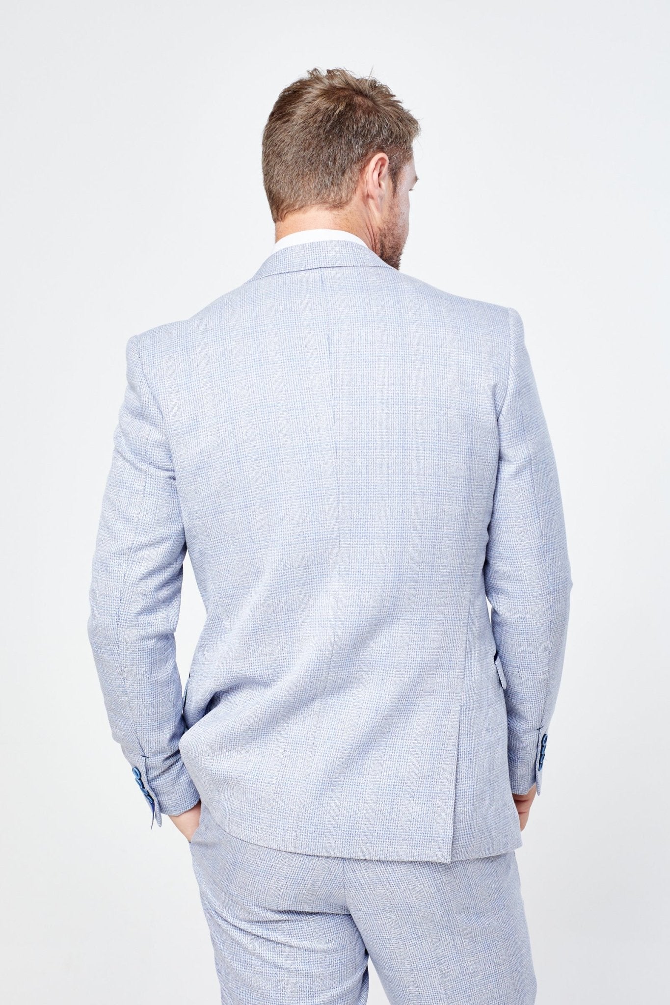 Caridi Sky Short Check Three Piece Suit