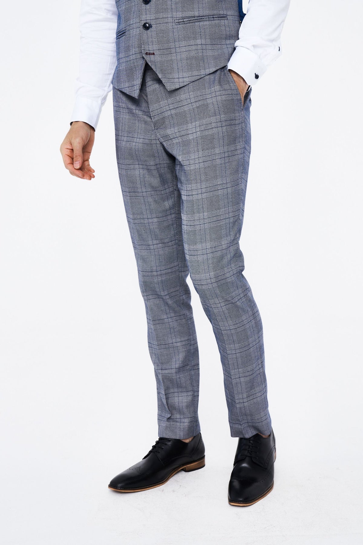 Marc Darcy Jerry Grey Check Trousers