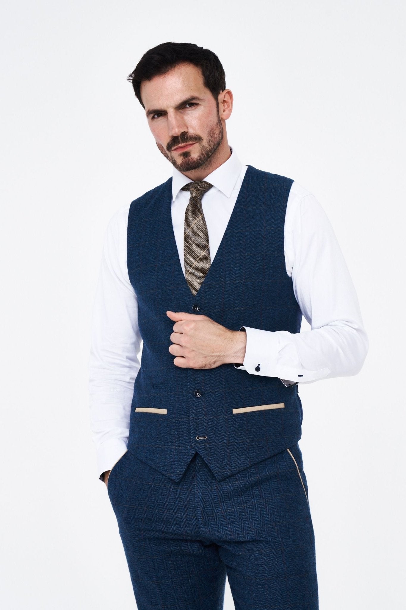 Marc Darcy Dion Blue tweed Waistcoat.