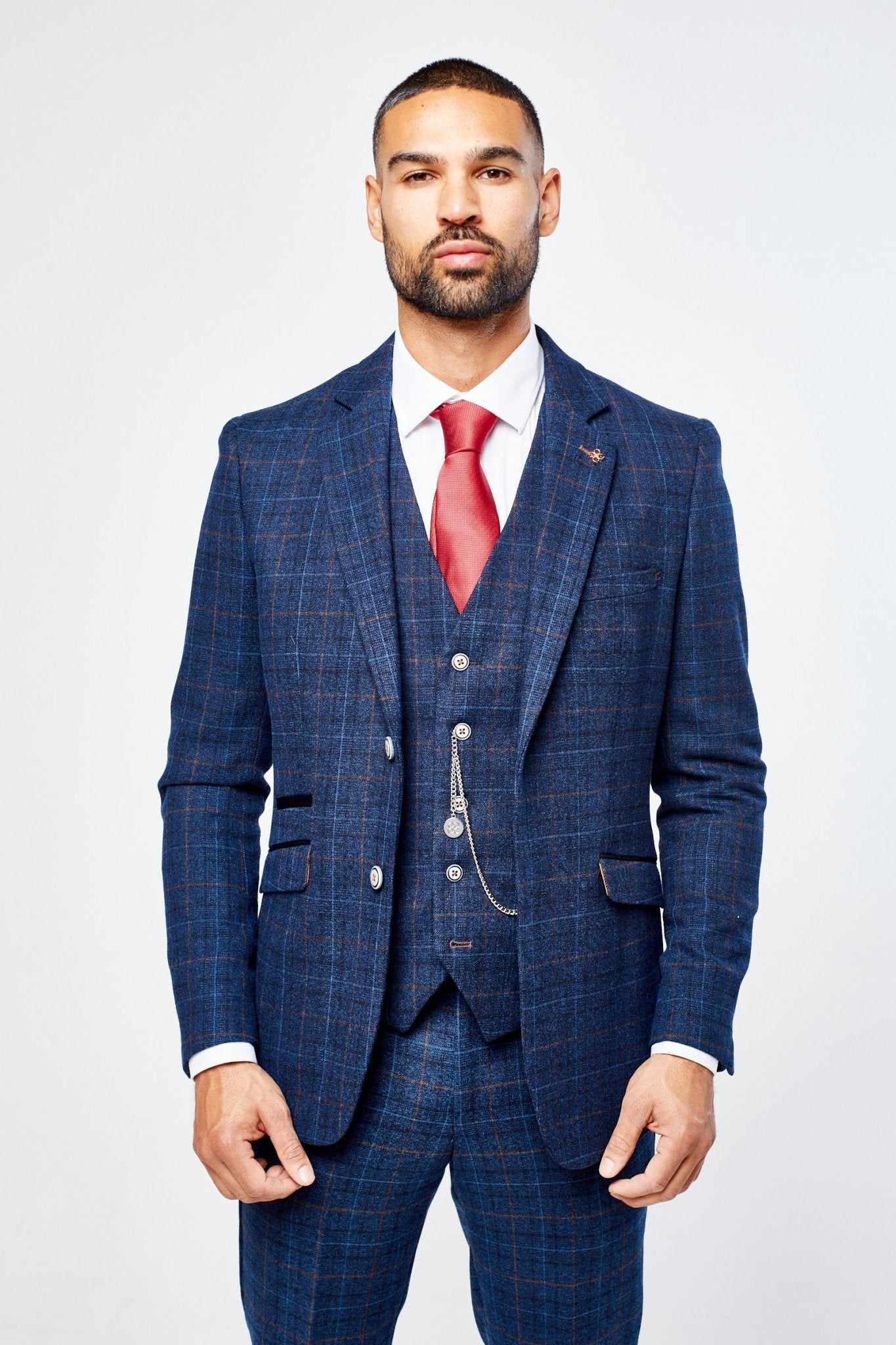 Cody Blue Check Three Piece suit
