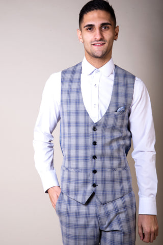 Marc Darcy Jack Checked Grey Waistcoat