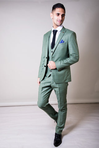 Marc Darcy Sid Moss Green Check Trousers