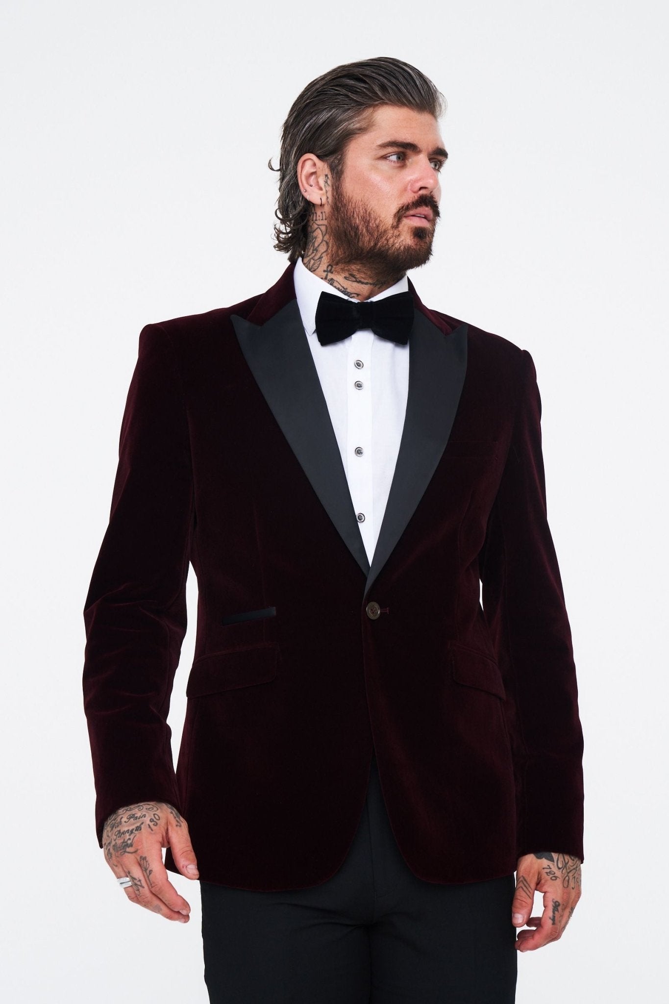 Cavani Rosa Wine Velvet Blazer