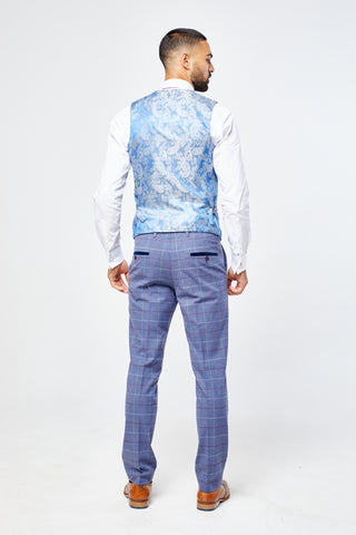 Drake - Sky Blue Check Three Piece Suit