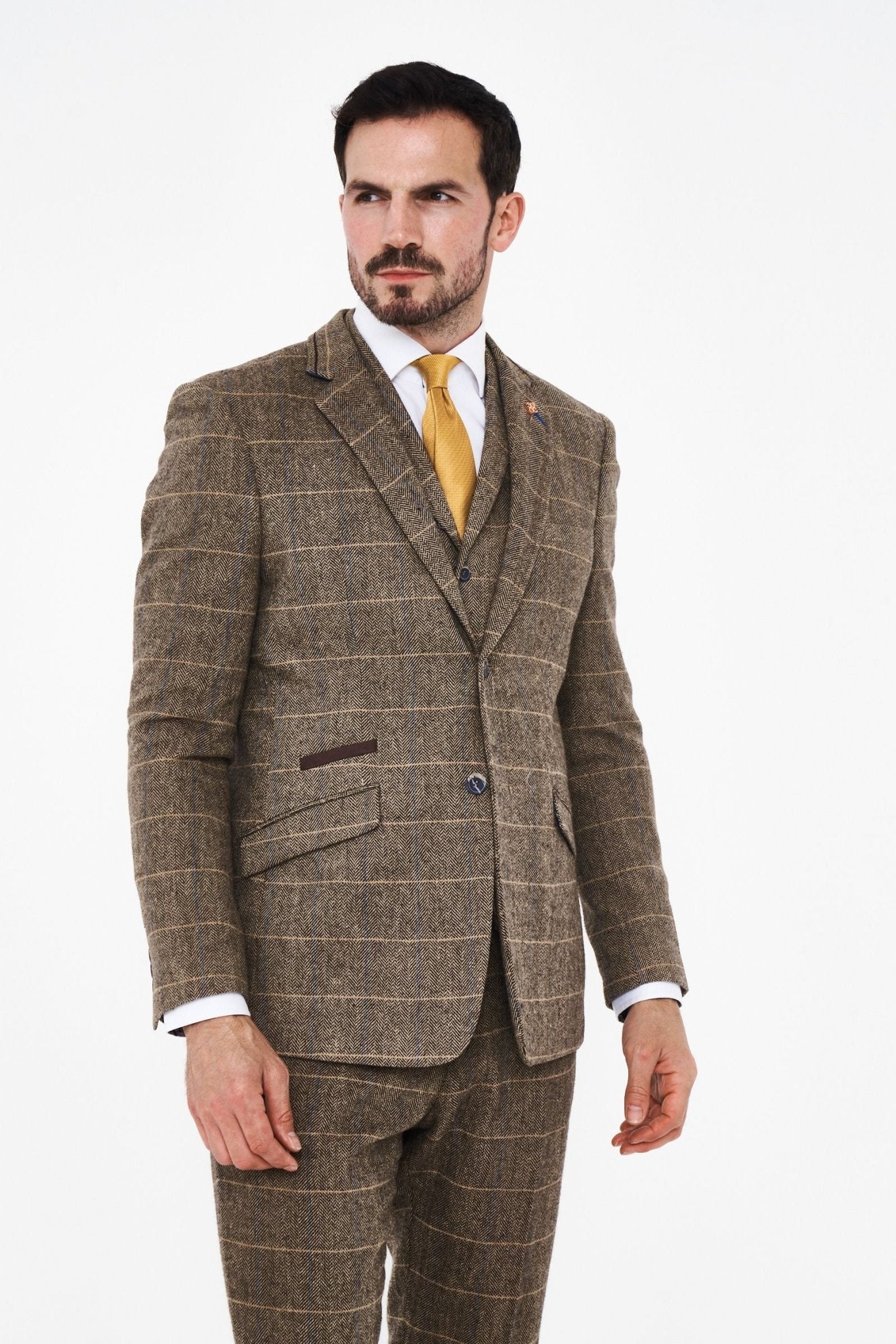 Albert Brown Tweed Three Piece Suit Short