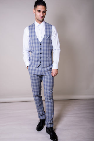 Marc Darcy Jack Checked Grey Waistcoat