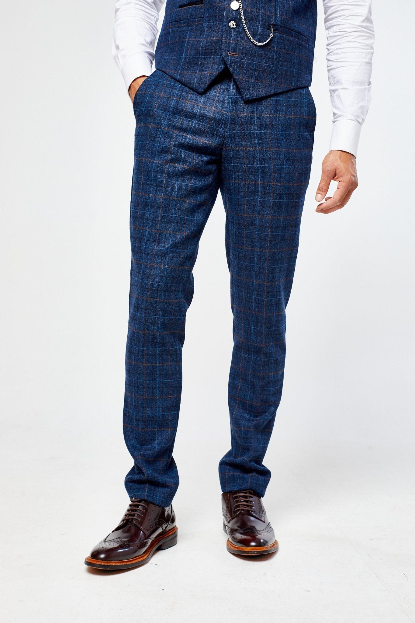 Cody Blue Check Three Piece suit