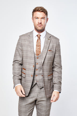 Ray - Tan Check Three Piece Suit