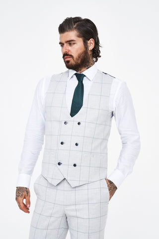 House of Cavani Radika Slim Fit Light Grey Check Suit