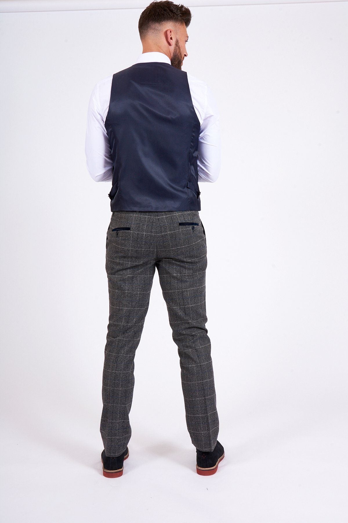 Marc Darcy Scott Grey Tweed Trousers