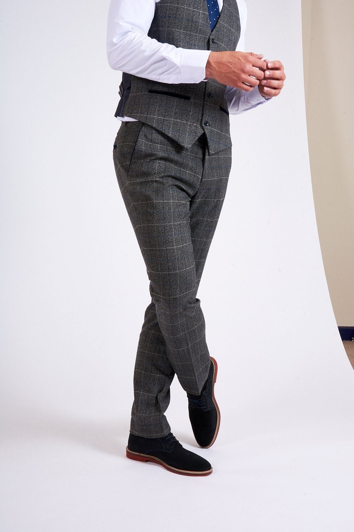 Marc Darcy Scott Grey Tweed Trousers