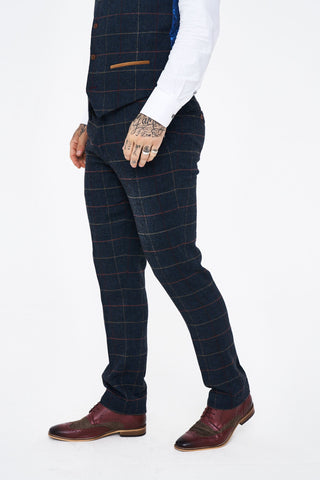 Marc Darcy Eton Navy Tweed Trousers
