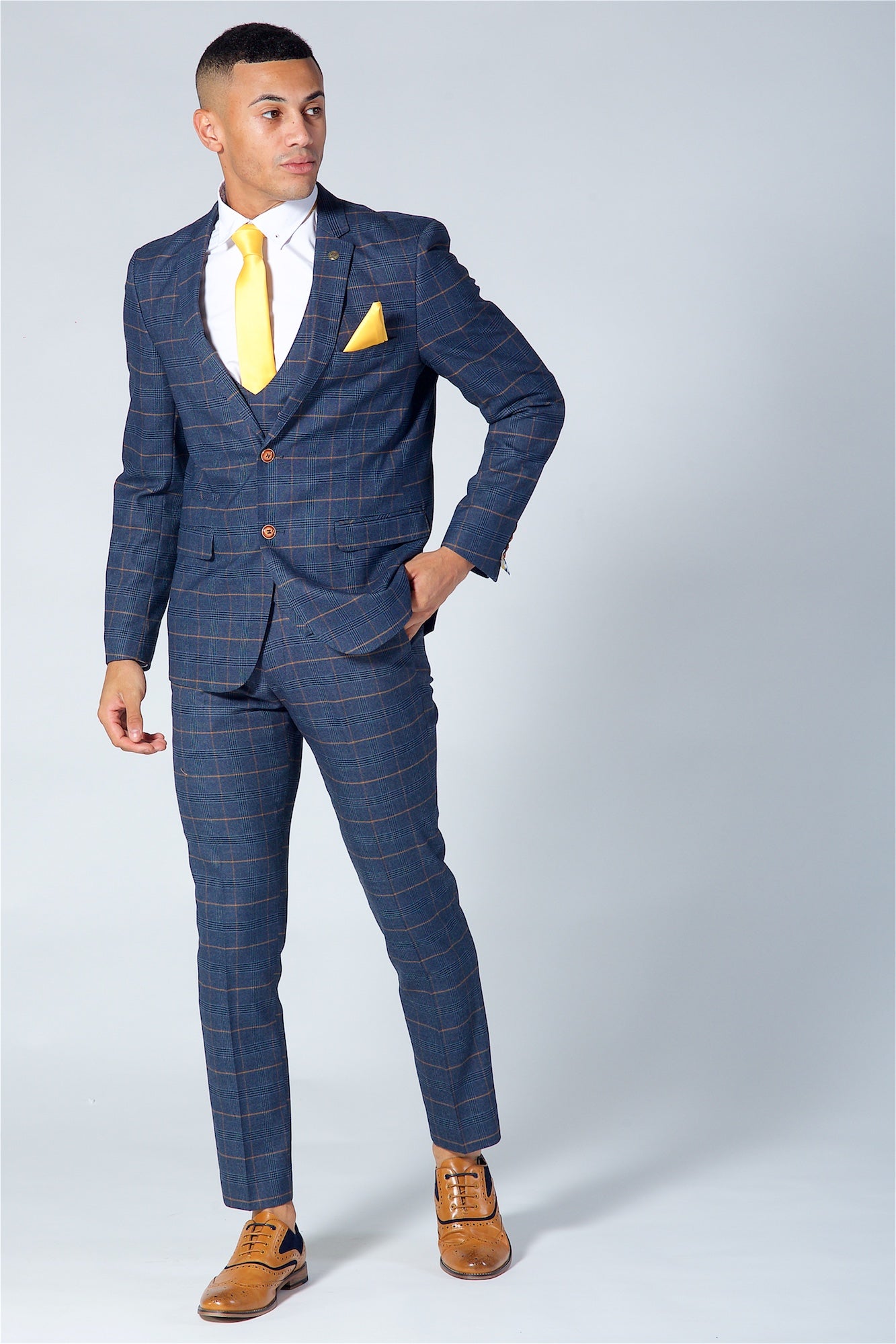 Marc Darcy Jenson Check Three Piece Suit
