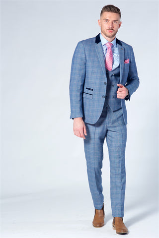 Marc Darcy Hilton Blue Checked Tweed Three Piece Suit