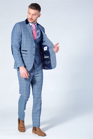 Marc Darcy Hilton Blue Checked Tweed Three Piece Suit