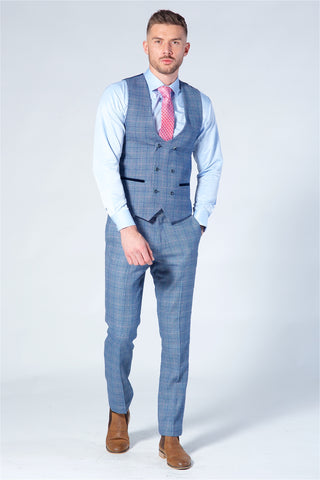 Marc Darcy Hilton Blue Checked Tweed Three Piece Suit