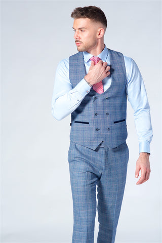Marc Darcy Hilton Blue Checked Tweed Three Piece Suit