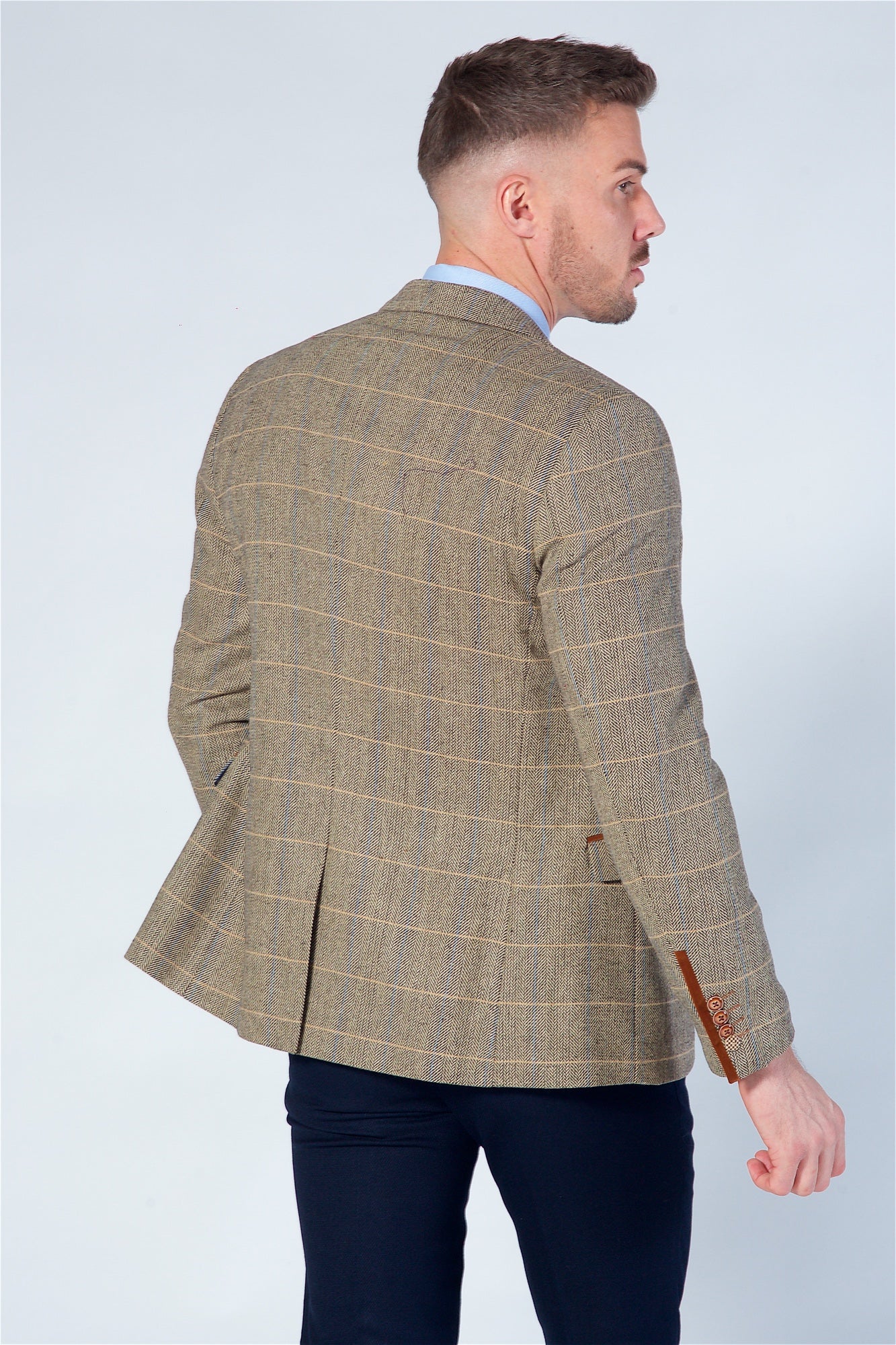 Marc Darcy Ted Tan Tweed Check Blazer