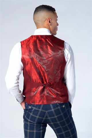 Marc Darcy Kelly Wine Single Breasted Waistcoat