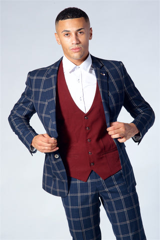 Marc Darcy Kelly Wine Single Breasted Waistcoat