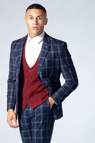 Marc Darcy Kelly Wine Single Breasted Waistcoat