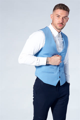 Marc Darcy Kelly Sky Blue Single Breasted Waistcoat
