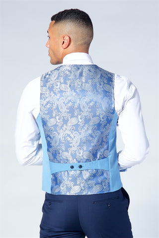 Marc Darcy Kelly Sky Blue Double Breasted Waistcoat