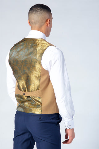 Marc Darcy Kelly Tan Double Breasted Waistcoat