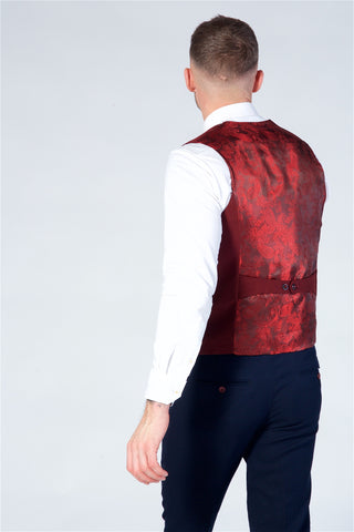 Marc Darcy Kelly Wine Double Breasted Waistcoat
