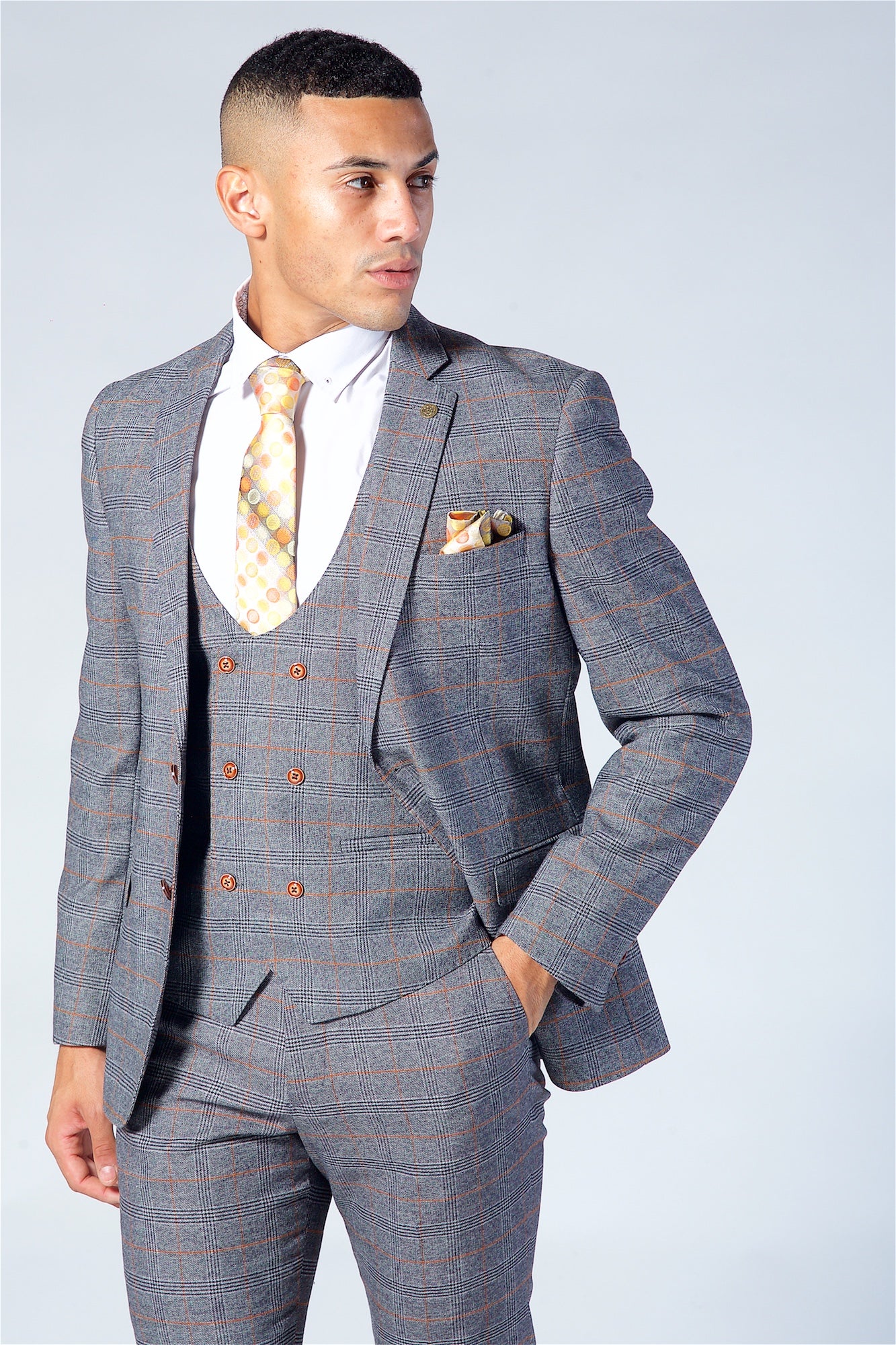 Marc Darcy Jenson Grey Check Suit Three Piece Suit.