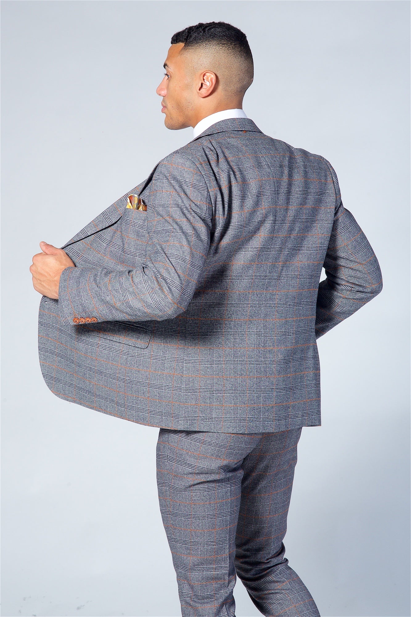 Marc Darcy Jenson Grey Check Suit Three Piece Suit.