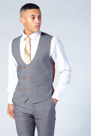 Marc Darcy Jenson Grey Check Suit Three Piece Suit.