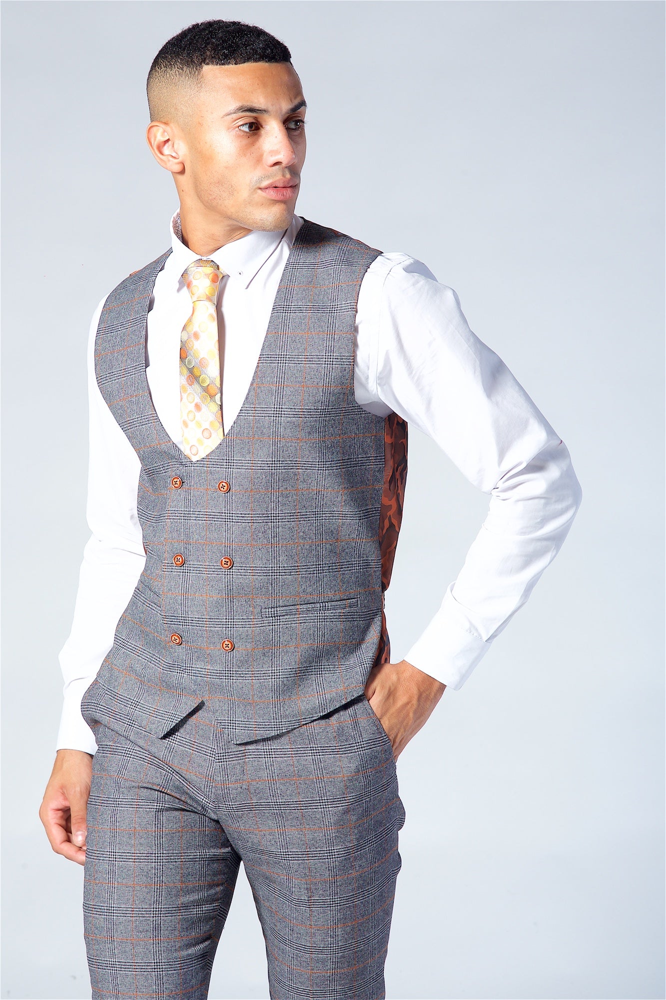 Marc Darcy Jenson Grey Check Suit Three Piece Suit.