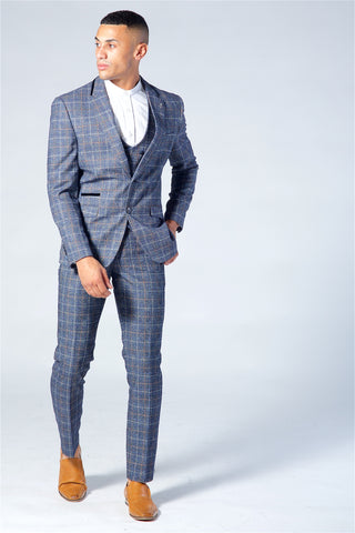 Cavani Bonita Blue Grey Three Piece Suit