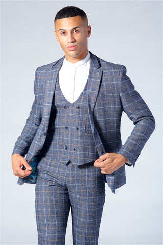 Cavani Bonita Blue Grey Three Piece Suit