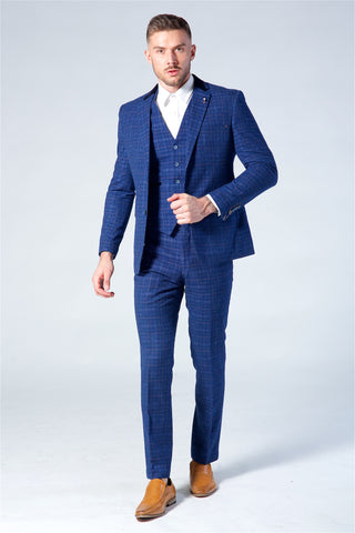 Cavani Kaiser Blue Tweed Three Piece Suit