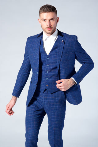 Cavani Kaiser Blue Tweed Three Piece Suit