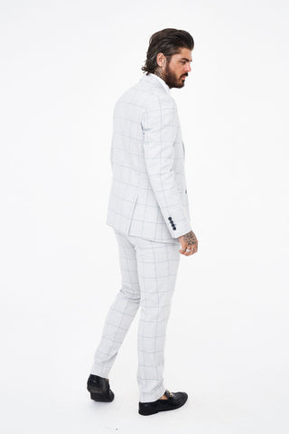 House of Cavani Radika Slim Fit Light Grey Check Suit