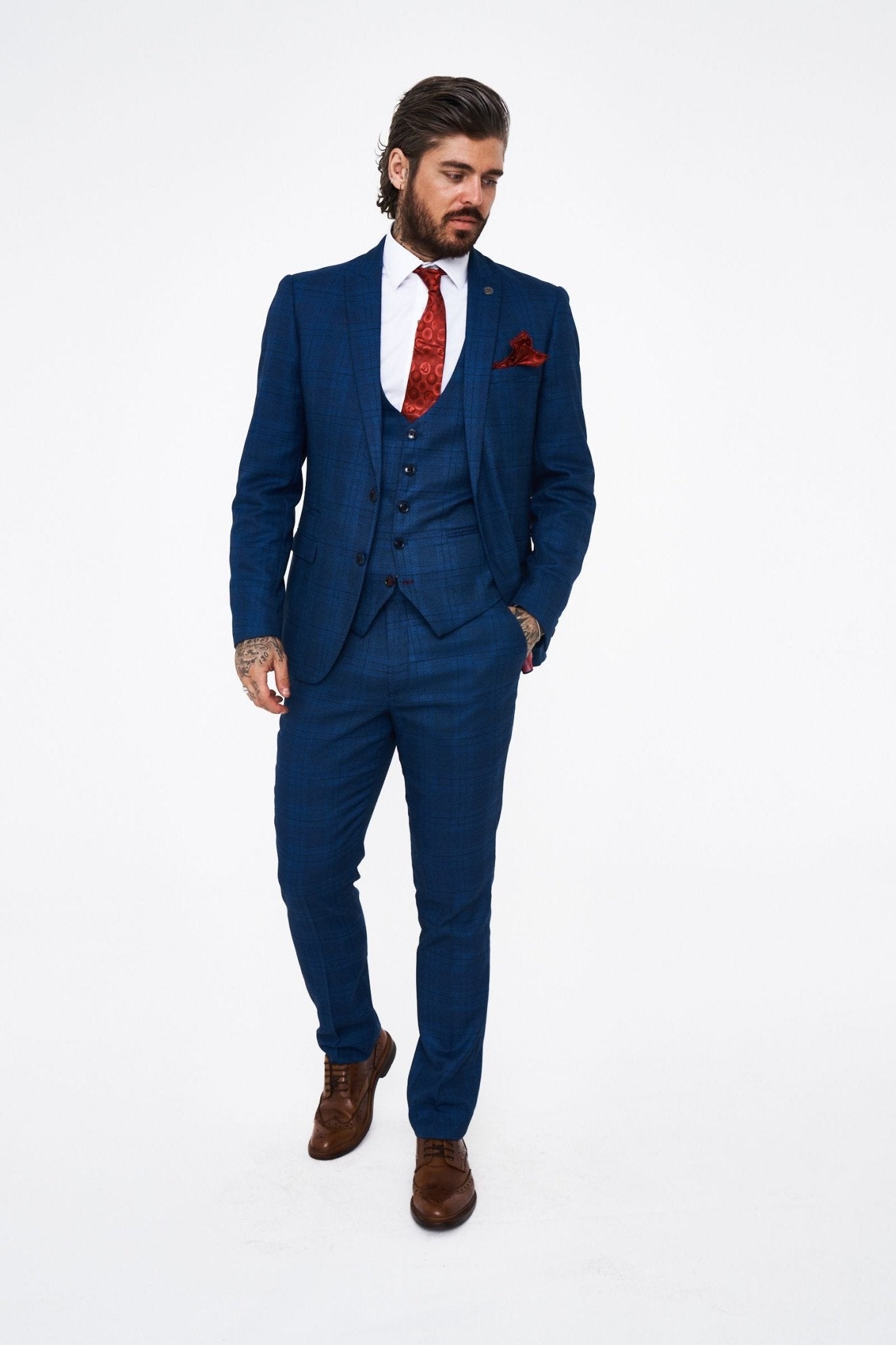 Marc Darcy Jerry check Three Piece Suit