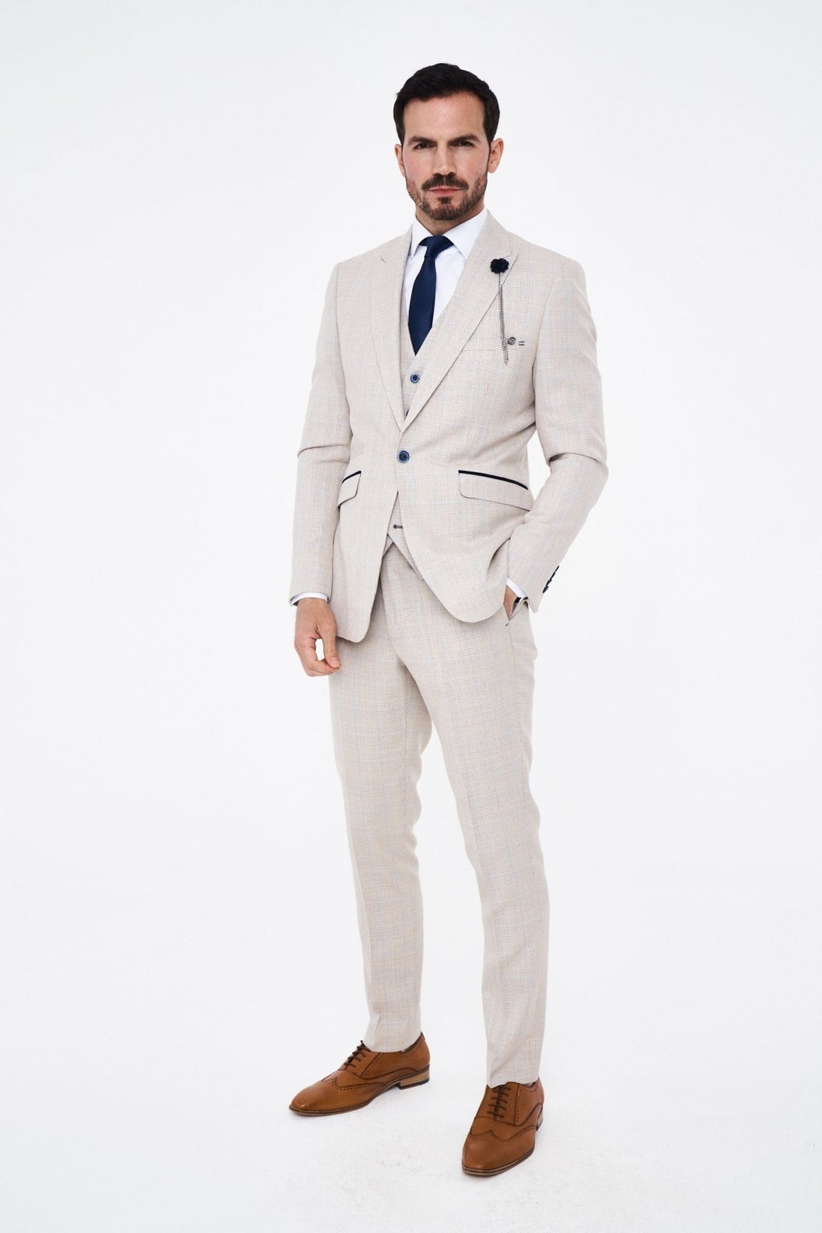 House Cavani Caridi Short Check Three Piece Suit